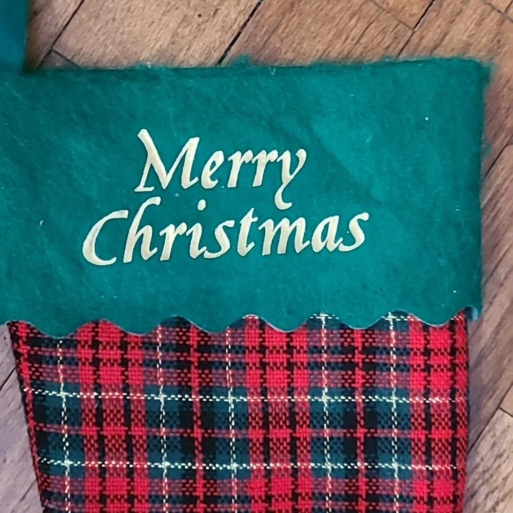 Plaid Christmas‎ Stocking green red gold black